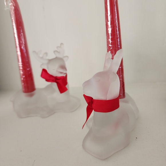 Frosted Glass Reindeer Christmas Candle Holders - Picture 5 of 9